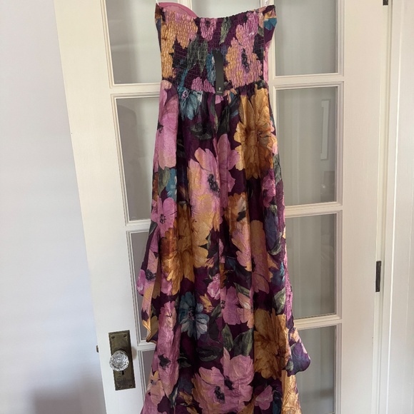 Lulus Blushing Darling Plum Multi Floral Strapless High-Low Maxi Dress - Picture 2 of 4